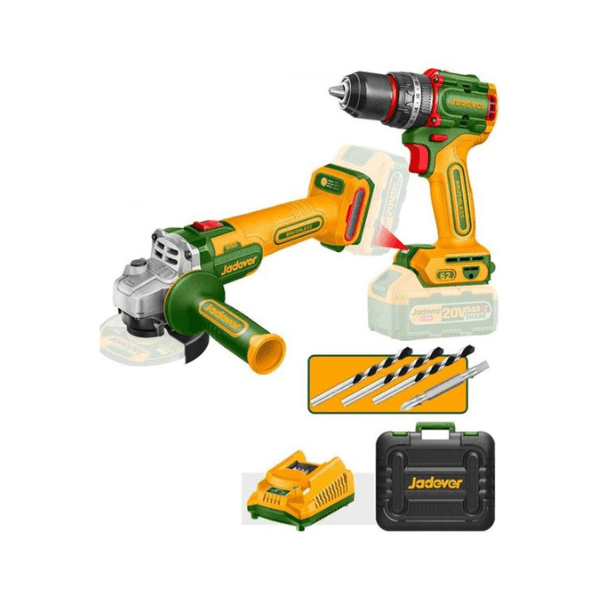 Combo Jadever Taladro Percutor + Amoladora 2 Baterías 4AH JDCK20273