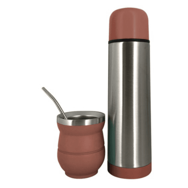 Set Selecta de Mate c/bombilla Termo 500Ml+Guampa Coral
