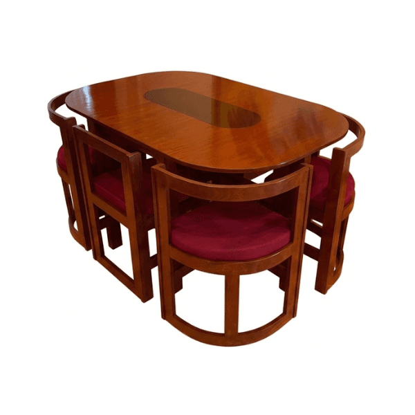 Juego CBC Muebles de Comedor 6 Sillas Alaska Nogal Bordó