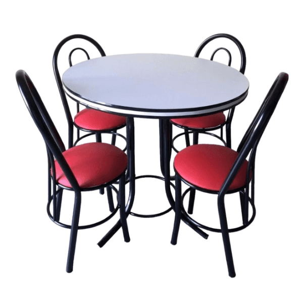 Mueble Metal Plast Juego de Comedor Redondo 4 Sillas cod.150