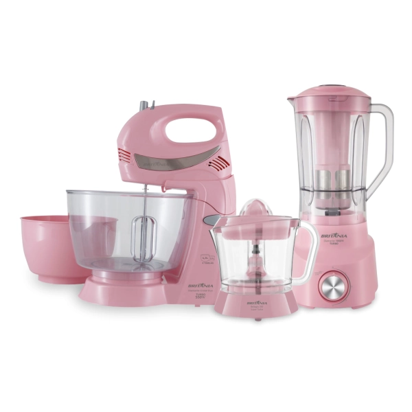 Kit Britania BKT51R Batidora + Licuadora + Exprimidora (rosa) - Electrojet