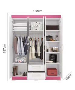 Ropero 6 puertas 2C NT 6015 Blanco c/Rosa - Electrojet