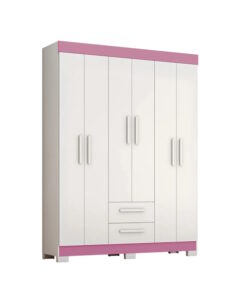 Ropero 6 puertas 2C NT 6015 Blanco c/Rosa - Electrojet